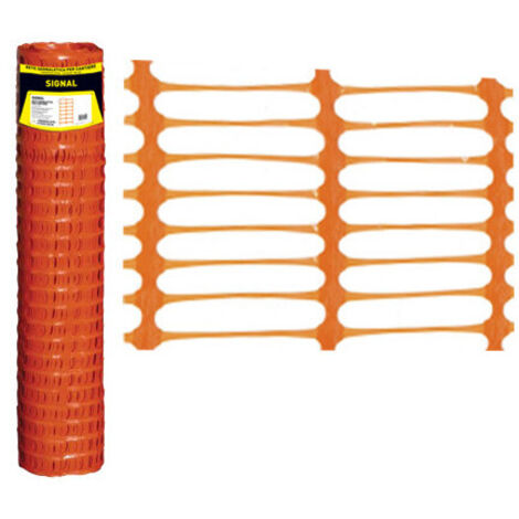 Réseau de signalisation de chantier orange 50m H100cm maille 140x40mm – Signal – utilisation pour délimitation des zones de travail – Brixo