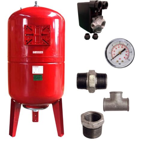 Réservoir à eau vertical 100L – Pression max 10 bars – Diamètre de raccordement 1''1/4 – Manomètre intégré pour contrôle précis – LBP