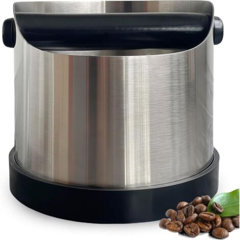 Réservoir à taper 700 ml pour porte-filtre : récipient à marc de café en acier inoxydable avec barre en silicone amovible, boîte à expresso argentée pour machine à expresso, cadeau idéal pour