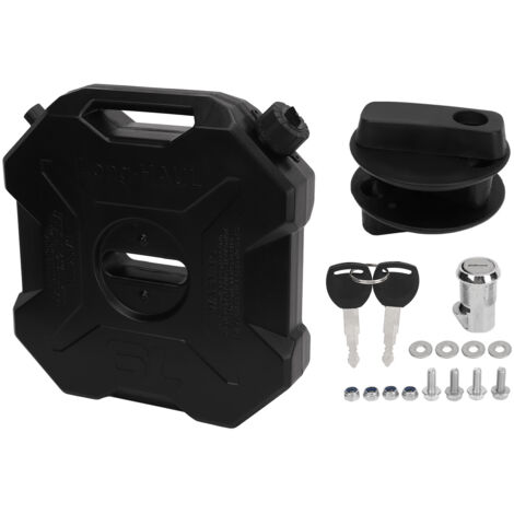 Réservoir de mazout 6L 1,6 gallons noir conteneur d'essence de gaz de grande capacité pour voiture moto UTV ATV véhicule tout-terrain avec support
