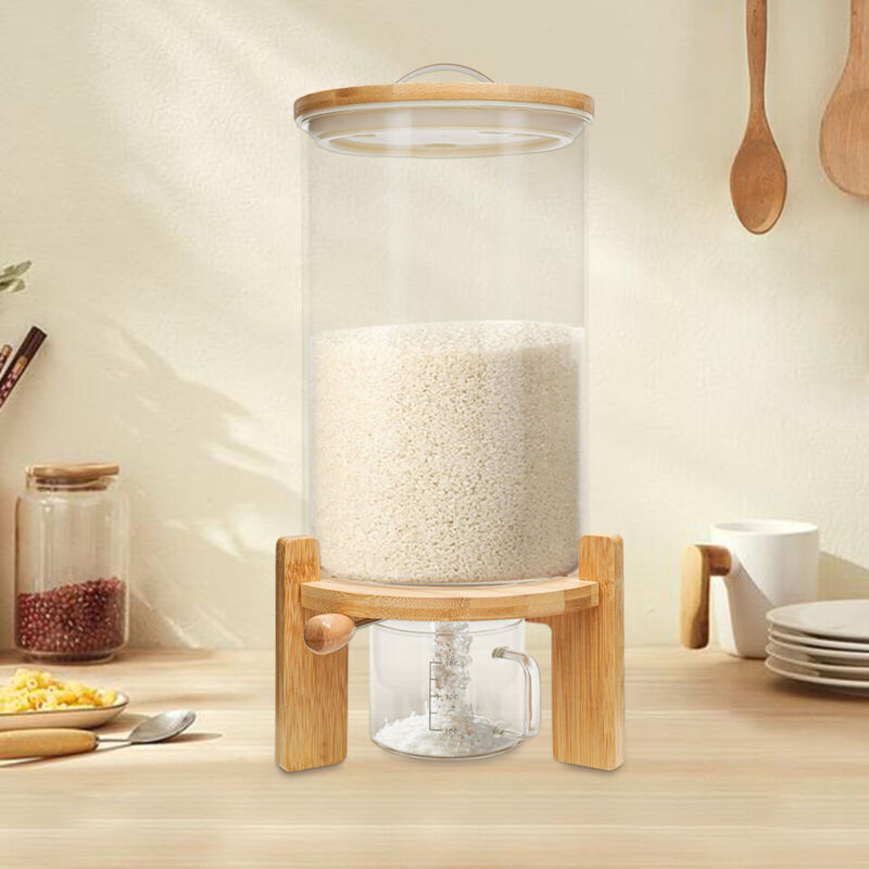Réservoir de stockage de céréales Distributeur 7.5L Verre Riz Céréales Haricots Avoine Farine Container