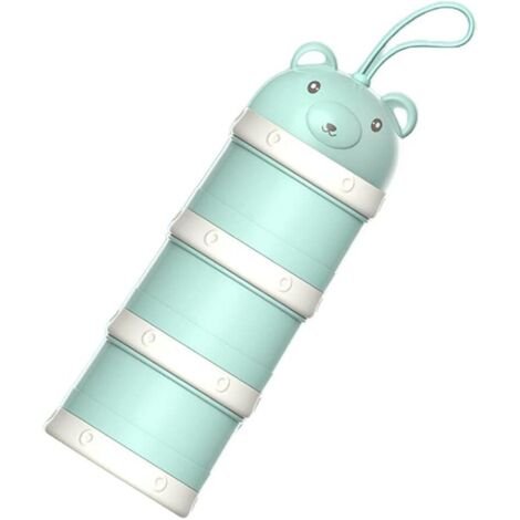 Réservoir de stockage de lait en poudre pour nourrissons portable à 3 couches (ours vert)