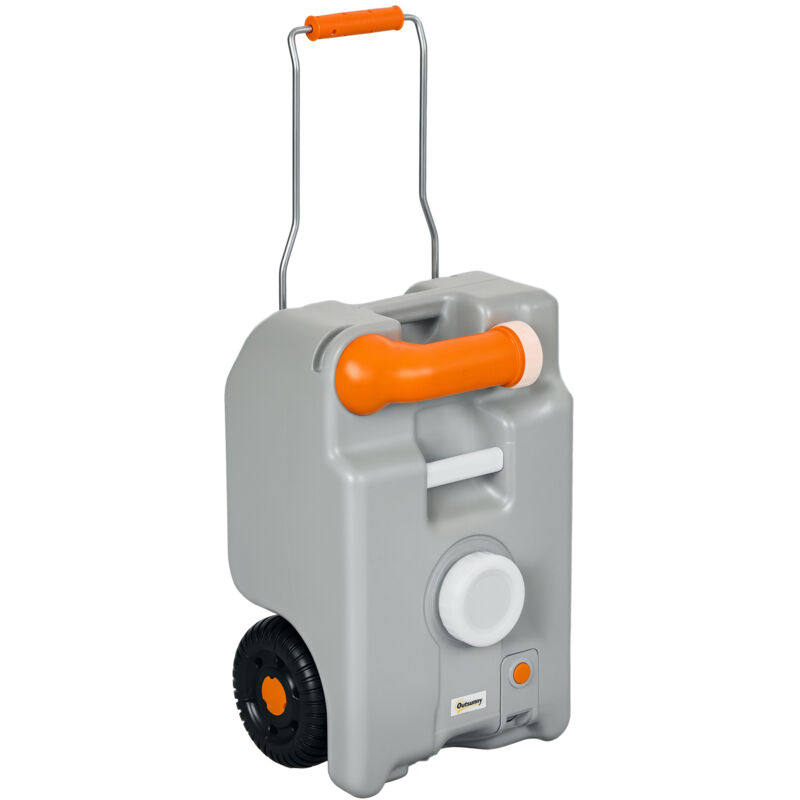 Outsunny - Réservoir d'eau de camping 22L - jerrican eau portable - indicateur niveau, roues, poignées - hdpe orange gris