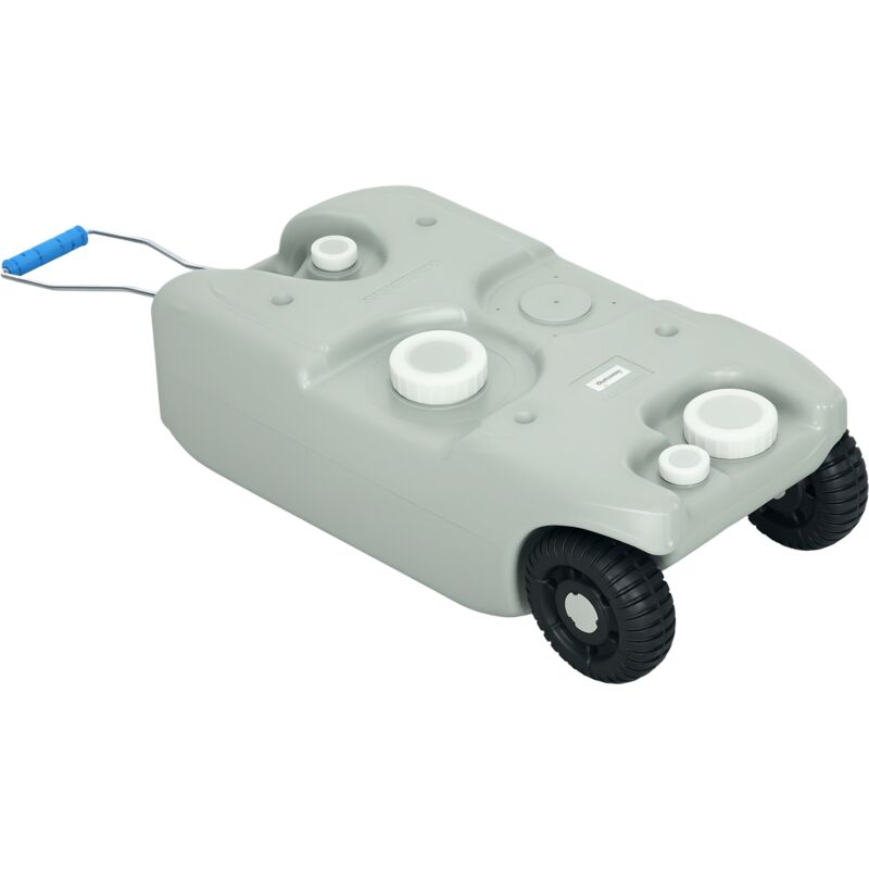 Outsunny - Réservoir d'eau de camping 40L - jerrican eau portable - tuyau, robinet, roues, poignée - hdpe gris
