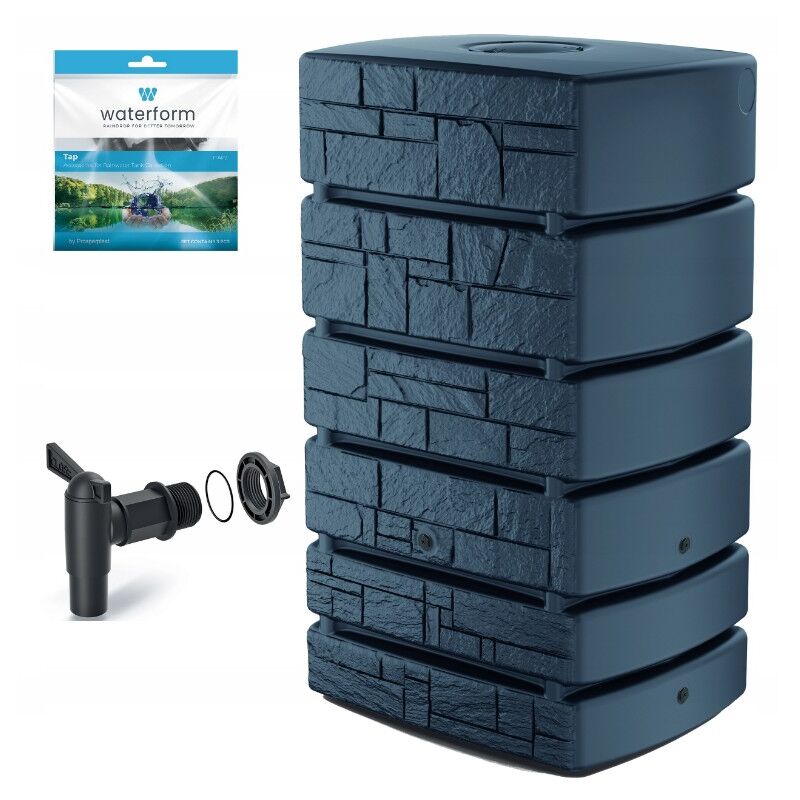 Azura Home Design - Réservoir d'eau de pluie 500 l tower STONE130 x 78 cm avec robinet
