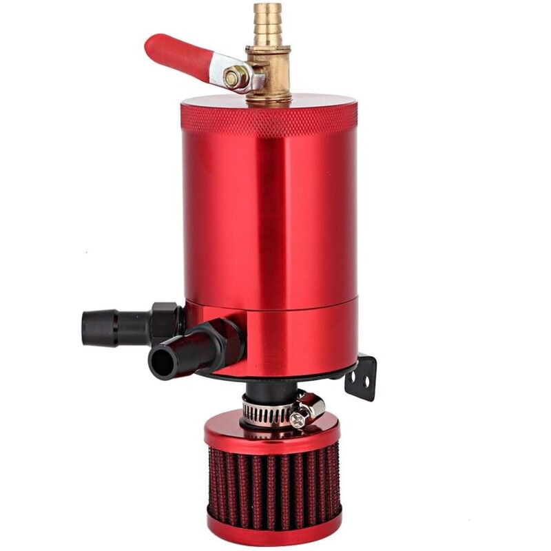 Shining House - Réservoir d'huile de Voiture, réservoir Universel de réservoir d'huile en Alliage d'aluminium avec kit d'accessoires à 2 Ports Noir