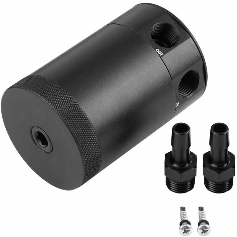 Gotrays - Réservoir d'huile, réservoir d'huile universel deux trous en aluminium de capture de réservoir d'huile moteur peut respirer break réservoir