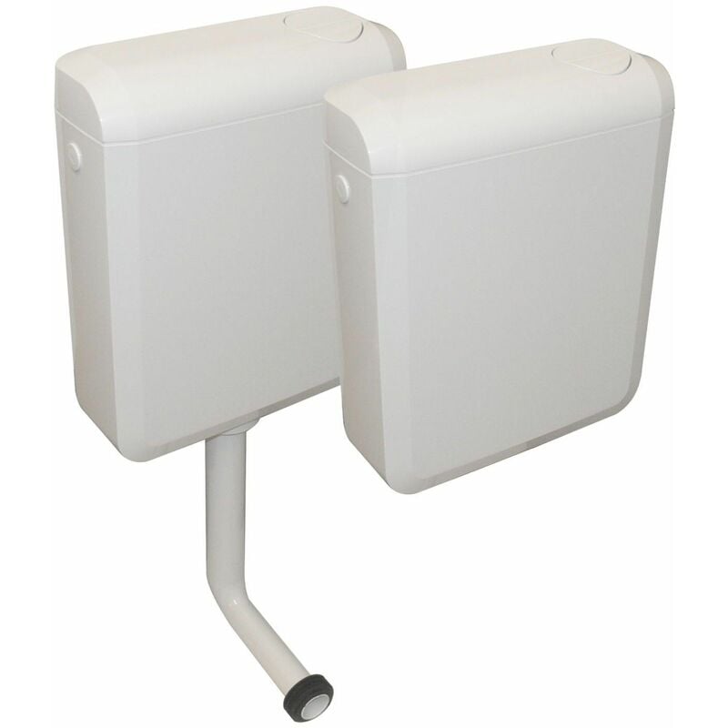 Regiplast - Réservoir duetto attenant ou semi-bas - Blanc- Dimensions : 340 x137 x 415 mm