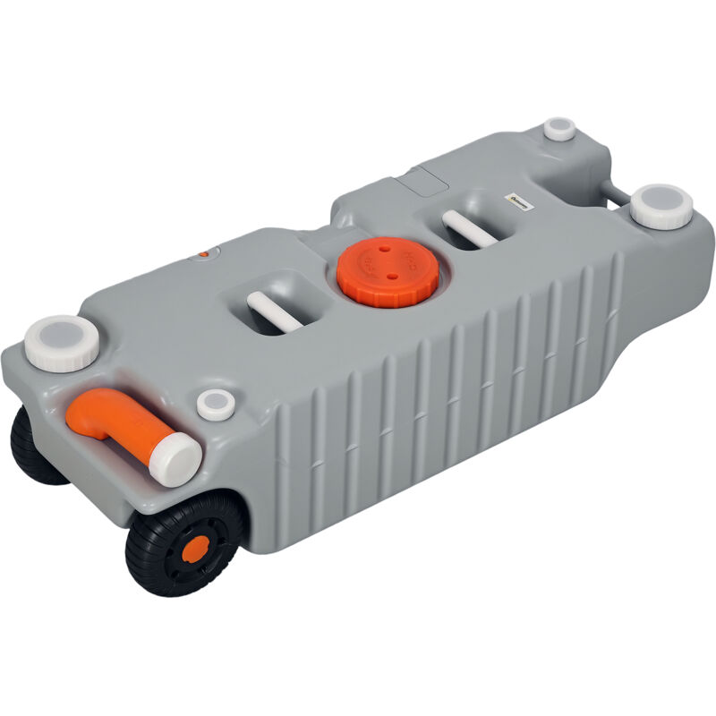 Réservoir d'eau de camping 75L - jerrican eau portable - indicateur niveau, 3 roues, poignées - hdpe orange gris