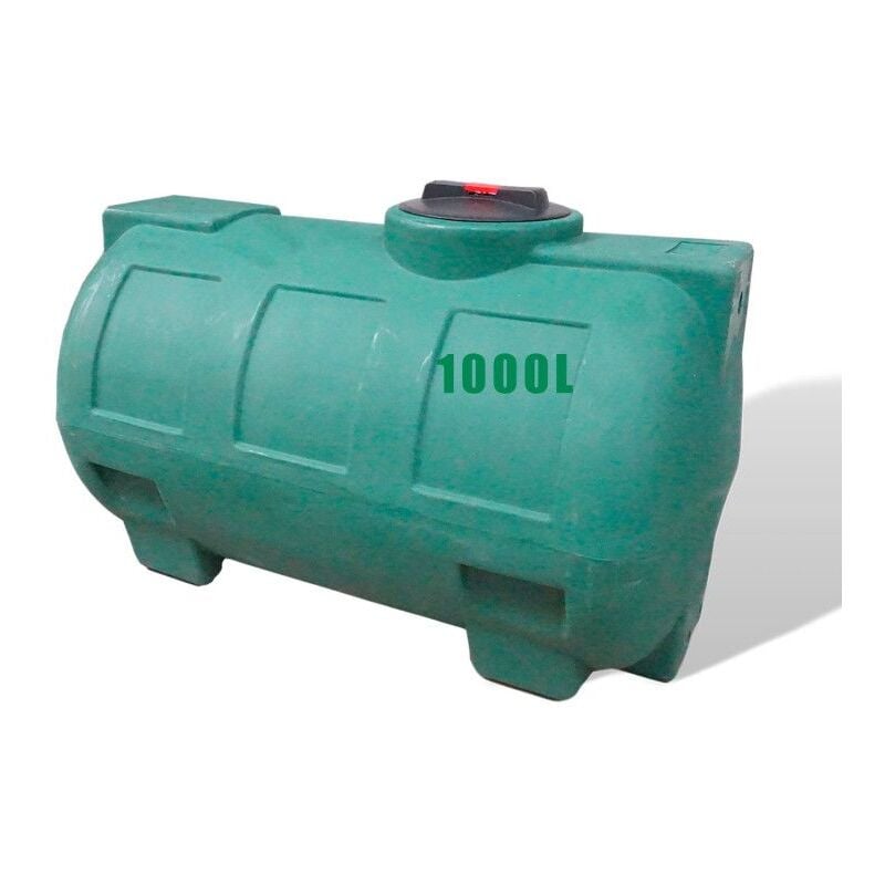 Réservoir de stockage eau de pluie 1000 litres - Réservoir aérien vert en polyéthylène - Horizontal