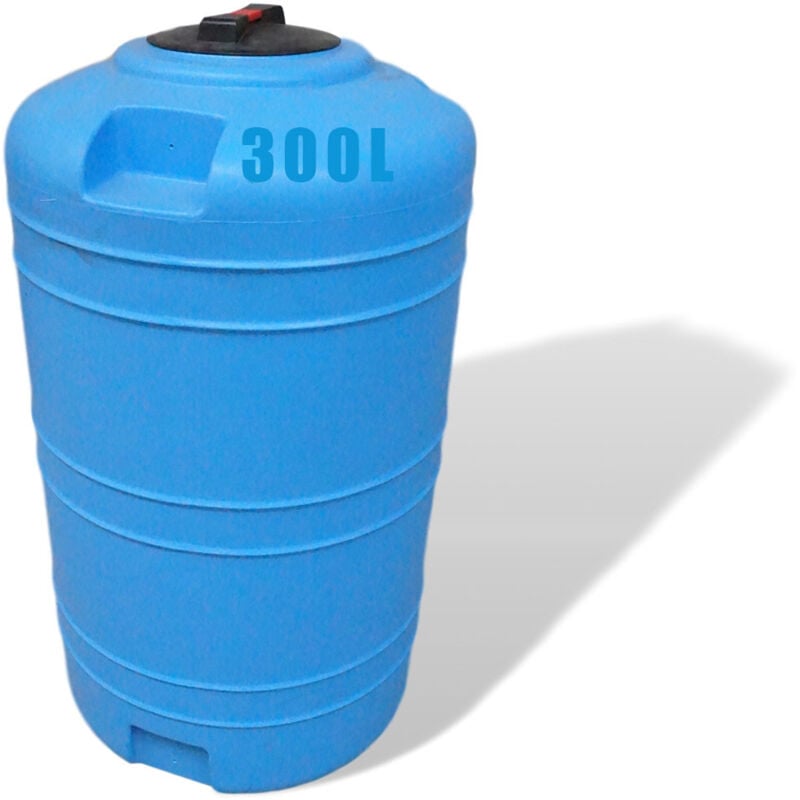 Réservoir récupération d'eau de pluie 300 litres - Réservoir aérien bleu en polyéthylène - Vertical