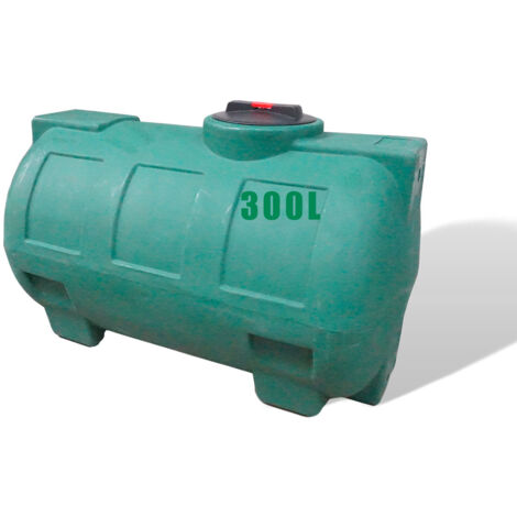 Réservoir récupérateur d'eau de pluie 300 litres - Réservoir aérien vert en polyéthylène - Horizontal