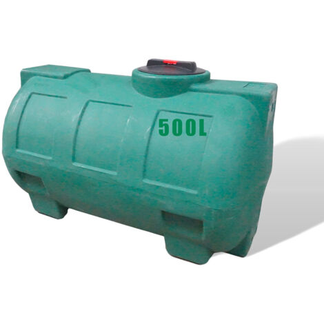 Réservoir récupérateur d'eau de pluie 500 litres - Cuve polyéthylène aérienne verte - Horizontal