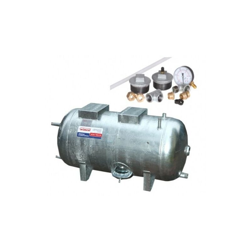 Réservoir surpresseur à eau horizontal galvanisé 150L 6 bar avec accessoires