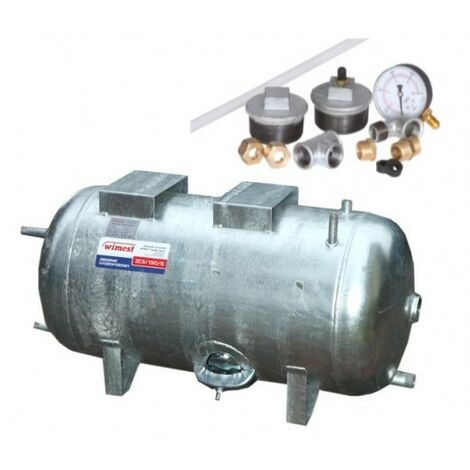 Réservoir surpresseur à eau horizontal galvanisé 200L 6 bar avec accessoires