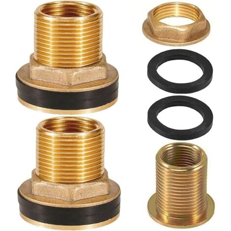 Réservoir Tuyau d'eau Raccord en Laiton, 3 Pcs Raccord Citerne Eau de Pluie, avec Filetage Extérieur 3/4 Pouce, Filetage Intérieur 1/2 Pouce, pour Robinets, Seaux et Réservoirs d'eau