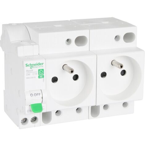 Resi9 XE - combiné disj+2 prises courant - 1P+N - 16A - courbe C - embrochable