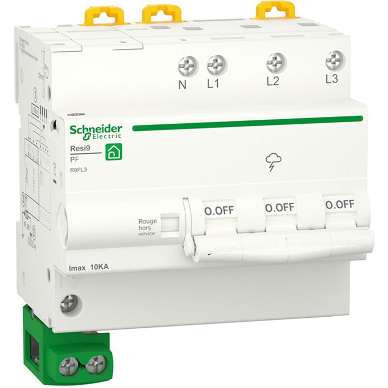 Parafoudre 3P+N 230/400V 10kA livré avec cable de terre