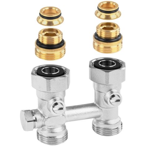 Resideo H-Verschraubung Verafix-VKE, Messing vernickelt, Durchgangsausführung, Innengewinde 3/4", 1-Rohr
