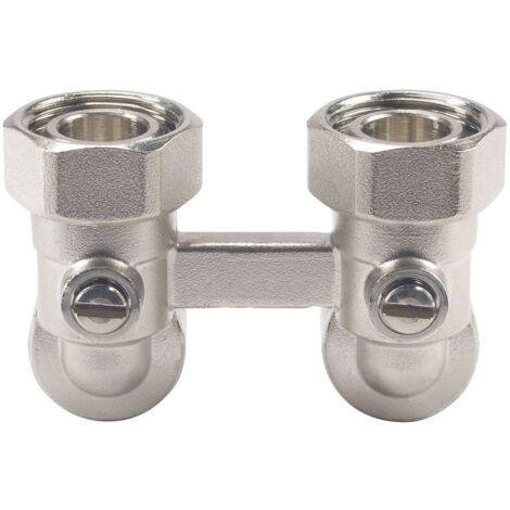 Resideo H-Verschraubung Verafix-VKE, Messing vernickelt, Eckausführung, Innengewinde 3/4", 2-Rohr