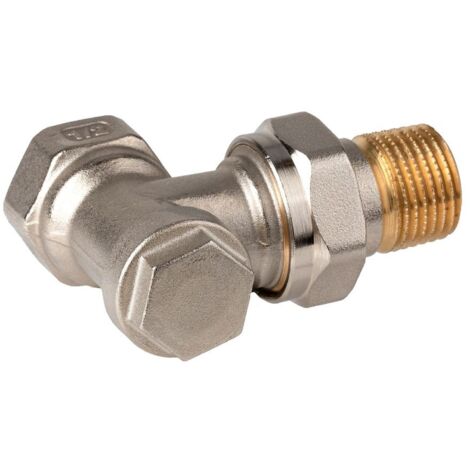 Resideo Rücklaufverschraubung Verafix, Messing vernickelt, Eckausführung, 3/8"
