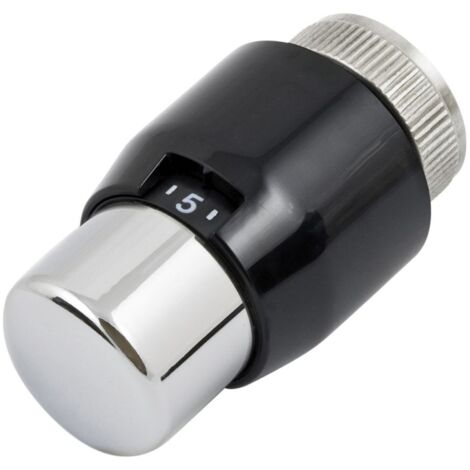 Resideo Thermostatregler T4xxx, 6–26 Grad C, M30x1,5mm, Schwarz/Chrom