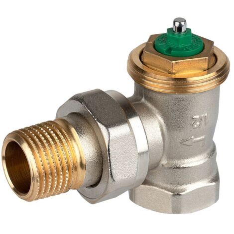 Resideo Thermostatventilkörper LX Messing vernickelt, Eck kurz, 1/2"