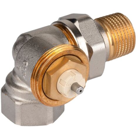 Resideo Thermostatventilkörper SX, Messing vernickelt, Winkeleckausführung links, 3/8"