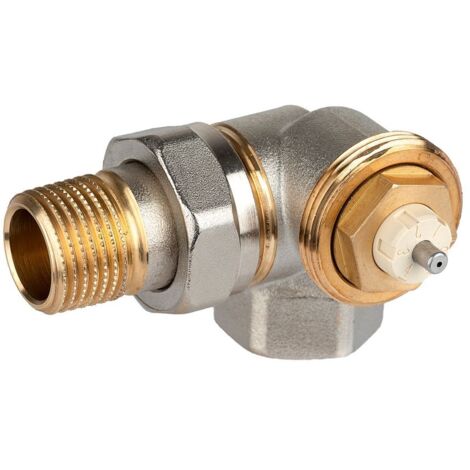 Resideo Thermostatventilkörper SX, Messing vernickelt, Winkeleckausführung rechts, 1/2"