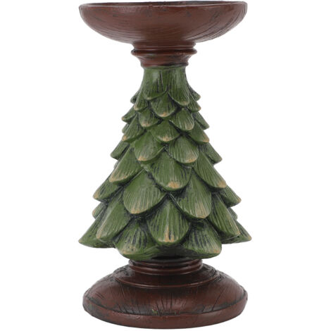 Resin Candle Holder Vintage Home Decor Pillar Xmas Tree Candle Stand Tealight Candle Holder for Living Room Kitchen Table Centerpiece M