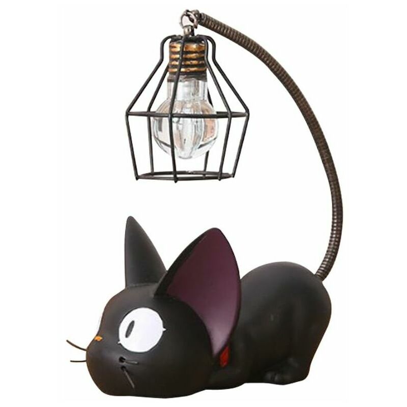 Hoopzi - Resin Cat Pattern Lamp Creative Night Light Bedside Table Lamps for Reading (Wire Shade Lampshade)