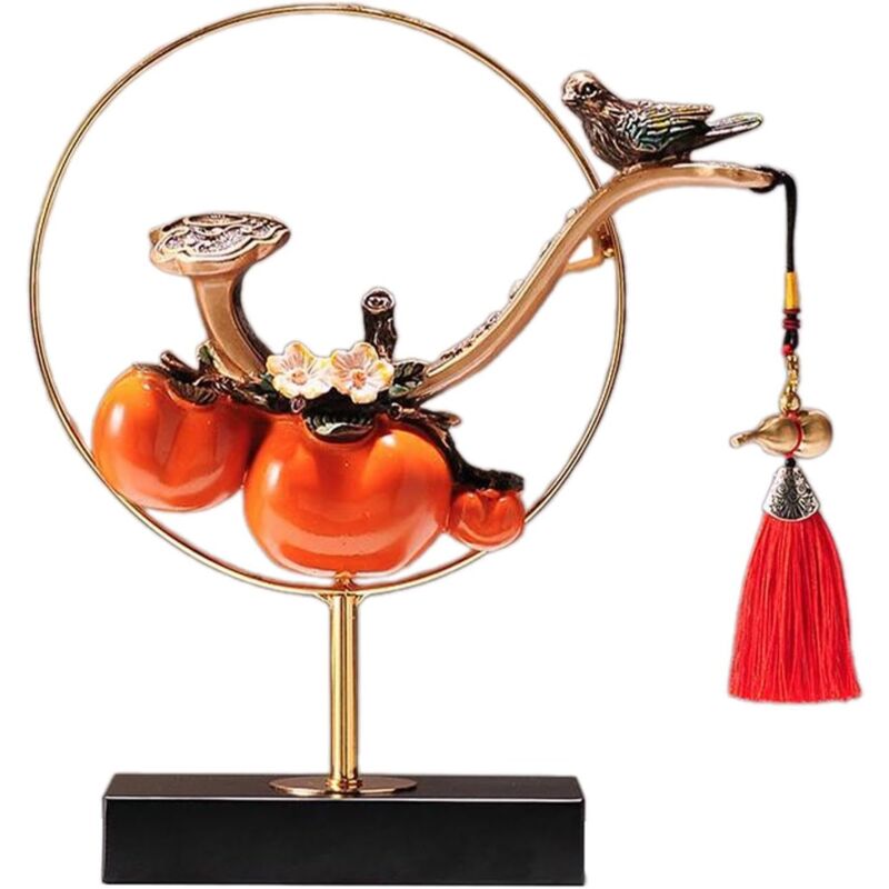 XVX - Resin Lucky Persimmon Statue Table Ornaments Handmade Chinese Decoration Feng Shui Decor for Farmhouse Restaurant Living Room