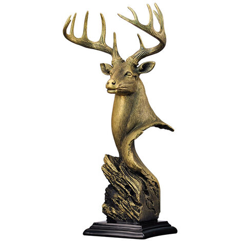 Resin Ornament Deer Head Statue Deer Antler Buck Bust Decoration for Home Living Room Bedroom Bookshelf Cabinet