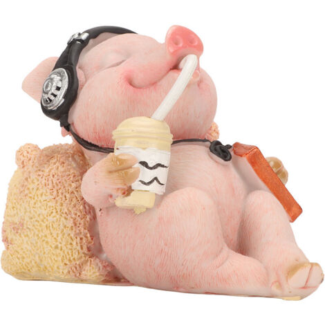 Resin pig statue, fun and casual mini musical figurine, for tabletop shelf decoration