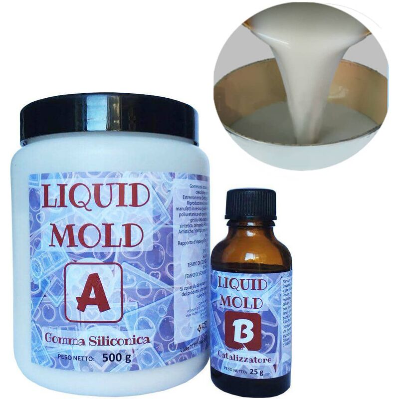 Resin Pro - 500 GR LIQUID MOLD Caoutchouc de Coulée Silicone Liquide – Bi-composant A+B, Reproduction de Moules, Modèles et Bijoux, Durcissement