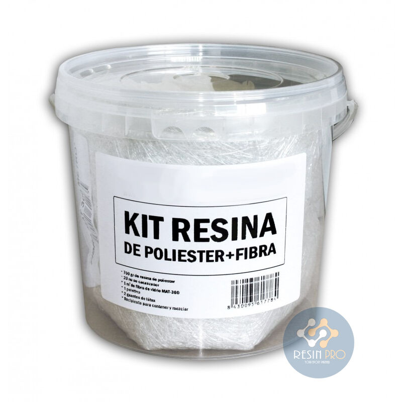 Resin Pro - 700 gr Kit de Réparation Résine + Fibre de Verre 1Mx1M - Rapide, Simple et Durable, Matériau de Renforcement, Résine Polyester