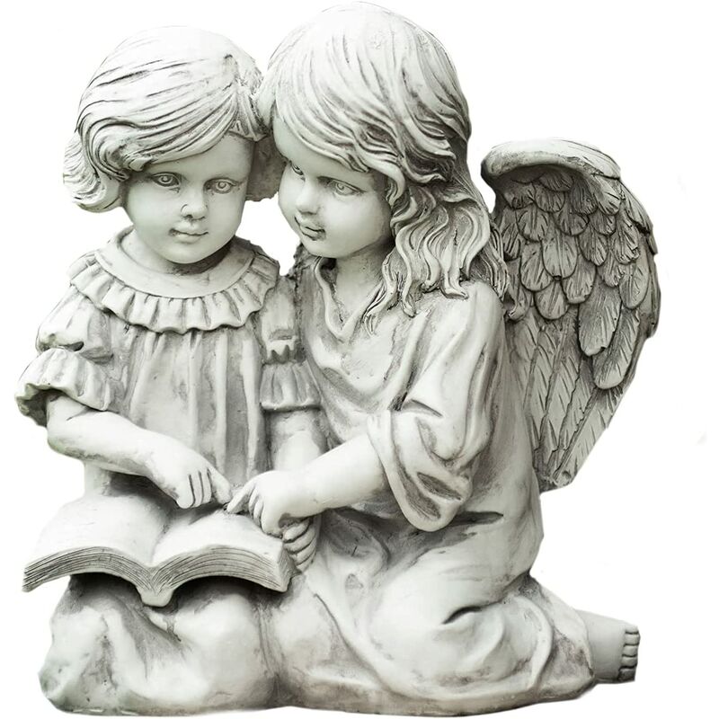 Resin Reading Angel Boy And Girl