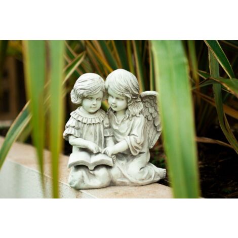 Resin Reading Angel Boy And Girl