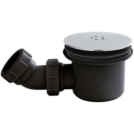 Resin Shower Tray Mega Flow Waste - Black with Chrome Top