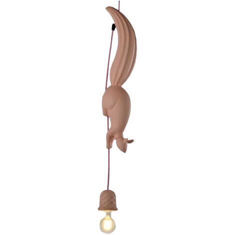 Resin Squirrel Ceiling Light for Children's Room, Mini Animal Pendant Light, Brown