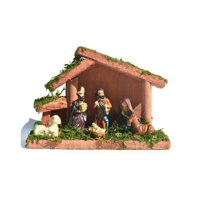 Resina casa in legno gesù bambino vergine Joseph