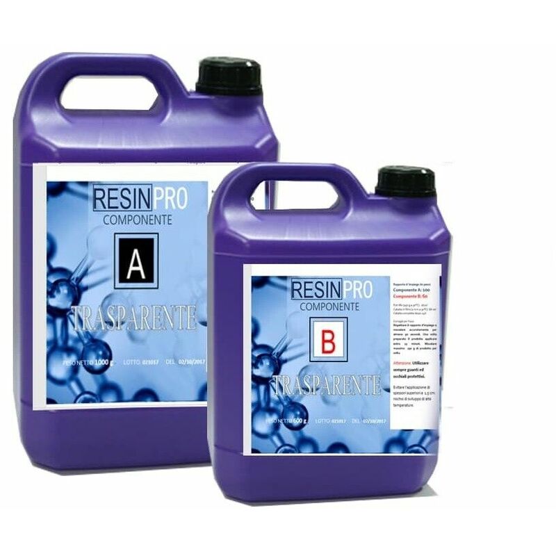 Resina epossidica trasparente atossica multiuso per colata da 8 kg Resin Pro