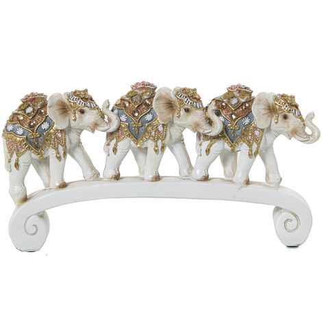 Résine Abbildung 3 Weiß/Gold -Elefanten mit 26x5x16cmpor Basis Alle Stile, um zu Hause eine Note zu verleihen