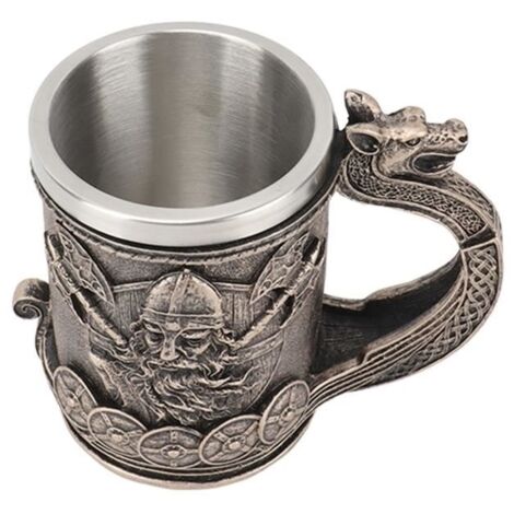 Résine Beer Mug Chope à bière Viking Vintage grande capacité en acier inoxydable Liner Mug résine processus deco statuette