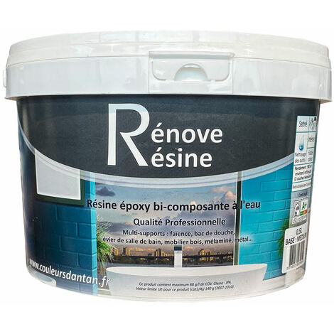 Résine colorée multisupport Renove Resine - RAL 9005 Noir foncé - 0.5L - Idéale carrelage, baignoire, évier, mélaminé, bois, métal...