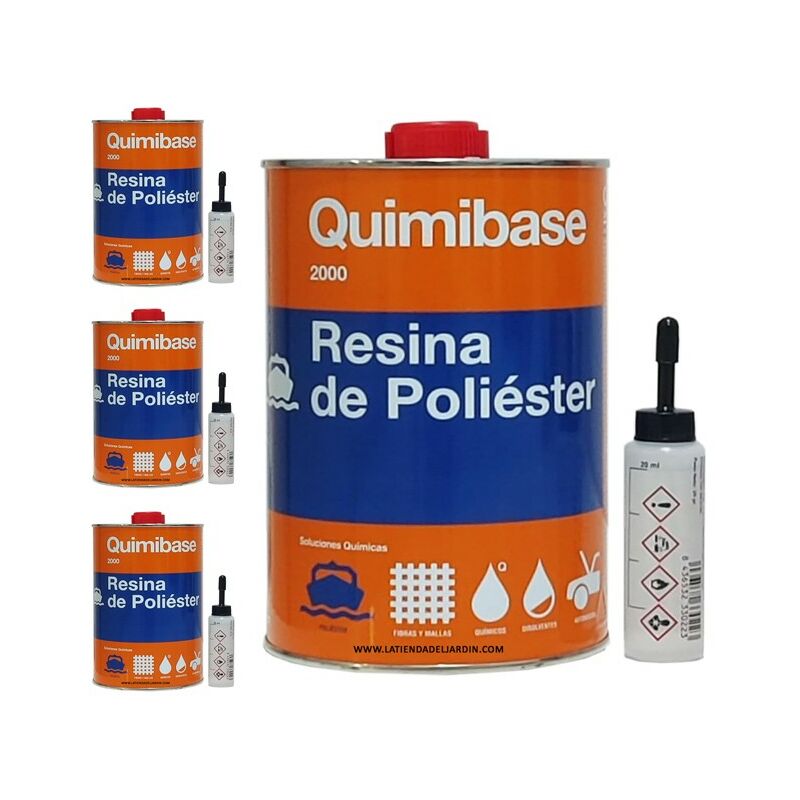 Suinga - Résine de polyester 4 kg pour réparations + catalyseur de peroxyde - Utile pour réparation de voitures, piscines, réservoirs...