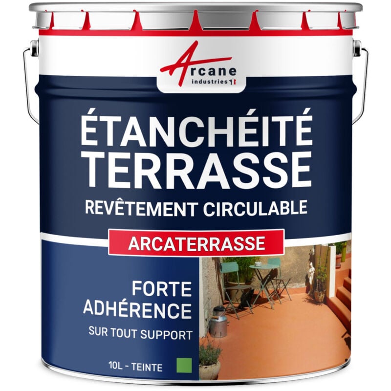 Arcane Industries - tanchéité Terrasse : Peinture Sol Extérieur arcaterrasse Produit Imperméable - 10 l Vert Provence