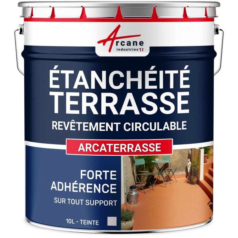 Arcane Industries - tanchéité Terrasse : Peinture Sol Extérieur arcaterrasse Produit Imperméable - 10 l Gris