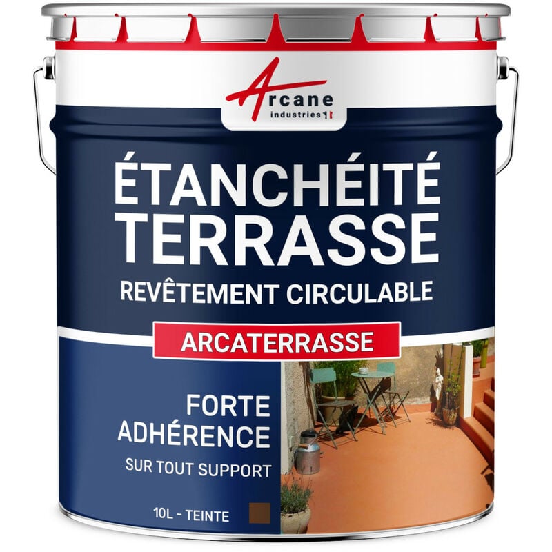 Arcane Industries - tanchéité Terrasse : Peinture Sol Extérieur arcaterrasse Produit Imperméable - 10 l Taupe