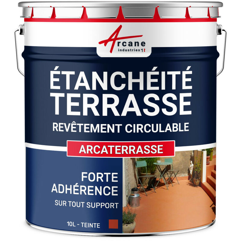 Arcane Industries - tanchéité Terrasse : Peinture Sol Extérieur arcaterrasse Produit Imperméable - 10 l Tuile Tuile